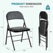 Edx Zdy-bk-10 Folding Chair with Sturdy Metal Frame, Black (10 Pack)