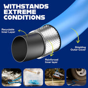 Invictus 100 Ft Garden Hose, Heavy Duty, Kink Resistant, Drinking Water Safe, Flexible Lightweight Design, Crush Resistant Fittings, 400 PSI, Blue, 6600