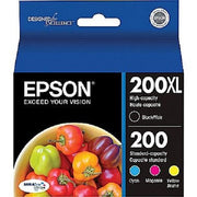 Epson T200XL-BCS 200XL Black + 200 Cyan/Yellow/Magenta Combo Saver Pack