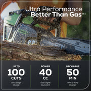 Greenworks 2019202 Pro 60V 16 in. Brushless Cordless 2kW Chainsaw with 2.5 Ah Battery and Charger