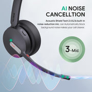 Yealink WH64 Mono Teams Wireless Headset, DECT & Bluetooth Dual-Mode, Noise-Cancelling Microphones, 606 Ft Range, On-Ear, Black