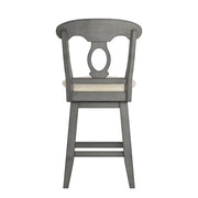 Inspire Q Eleanor Napoleon Back Swivel Counter Stool, Antique Grey, Linen Upholstered Seat, 24 in Seat Height, 530SW4-24GA