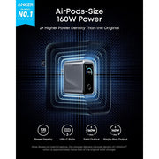 Anker Prime Charger 160W 3-Port Compact GaN USB C Charger Block with Smart Display and Touch Control, Phantom Gray, A2687