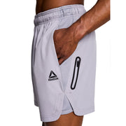 Reebok Men's Pace Breaker Training Shorts, Moisture-Wicking, Active Fit, Elastic Waistband, Breathable Mesh, 7-Inch Inseam, Sleet Gray