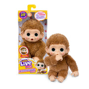 Moose Toys 26766 Little Live Pets My Baby Monkey Minis Pepi Peach Interactive Electronic Pet Toy, Soft Caramel Brown Fur, 7.4 in, 20+ Sounds and Reactions