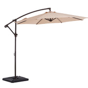 FUNDAZE 10ft Heavy Duty Cantilever Patio Umbrella with Weighted Base, Beige, Round, Crank Lift, Adjustable Tilt