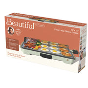 Beautiful XL Electric Griddle, 12x22 in, EverGood Ceramic Nonstick, Detachable Stainless Steel Backsplash, Removable Drip Tray, Sage Green, 1500-Watt Heating, 19980