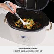 Thyme & Table 6QT Programmable Slow Cooker with Non-Stick Ceramic Pot, Digital Controls, Tempered Glass Lid, Sand White