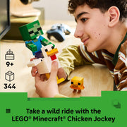 LEGO Minecraft Chicken Jockey Building Toy, 344 Pieces, Multicolor, Ages 9+, 21582