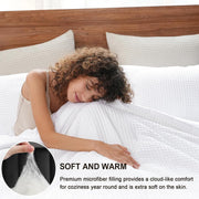 PHF 3-Piece Waffle Weave Comforter Set, King Size, Lightweight All-Season Bedding, Ultra Soft Textured Comforter with 2 Pillow Shams, Black