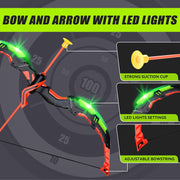 YCFUN Kids Bow and Arrow Toy Set, Complete Archery Kit with 2 Bows, 20 Arrows, 2 Targets, and 2 Quivers, Non-Toxic, LED Light Up, Outdoor and Indoor Play for Ages 3+
