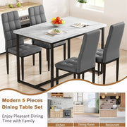 SEGMART Dining Table with 4 High-Back Upholstered Chairs, Modern Dinette Set
