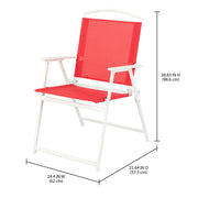 Mainstays Albany Lane 3-Piece Outdoor Bistro Set, Folding White Steel Frame, Red Fade-Resistant Sling Fabric Chairs, Tempered Glass Tabletop MS672807941905