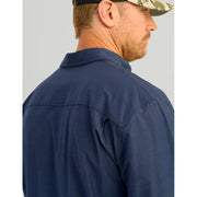 HUK Next Level Men's Long Sleeve Fishing Button-Down Shirt, UPF 50+ Sun Protection, 4-Way Stretch, Moisture-Wicking, Naval Academy, Large, H1500215