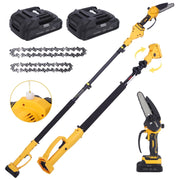 Ldyso 2-in-1 Brushless Cordless Pole Saw with 6in and 4in Chainsaw Blades, 15.5ft Telescoping Extension Rod, Yellow