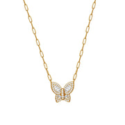 Brilliance Fine Jewelry S901266CZW-16.WM Women's Cubic Zirconia Yellow Gold Plated Sterling Silver Heart and Butterfly Necklace Set, 18