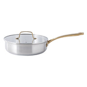 Martha Stewart Midvale 10-Piece Stainless Steel Cookware Set with Gold Handles, Induction Compatible, Oven Safe
