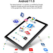 XGODY 10 inch 4GB RAM, 64GB ROM Android 11.0 Tablet Computer Wide Screen Tablet PC WiFi Octa-Core Dual Camera, 5GHz WiFi OTG