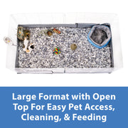 Kaytee Open Living Small Animal Habitat with Durable Wire Frame, Waterproof Liner, White, 48 in L x 24 in W x 19 in H, 100542764