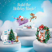 Brickcraft Rudolph The Red-Nosed Reindeer Bumble and Rudolph Christmas Tree Building Bricks Set, 494 Pieces, Holiday Collectible Display