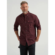 Wrangler Long-Sleeve Button-Down Shirt for Men Burgundy XXL