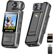 Musicozy Mini Body Camera, 4K HD Video, 180 Rotating Lens, Smart Motion Detection, IR Cut Auto Night Vision, Loop Recording, Portable Camcorder, Black