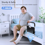Doulami Adjustable Bed Rail for Elderly Adults with LED Motion Sensor Light, Carbon Steel Support, Large Mesh Storage Bag, Fits Twin to King Beds, Holds up to 300 lb MK01009
