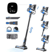 Mixfun W800 Cordless Stick Vacuum Cleaner Lightweight Led Display Screen for Pet Hair, Blue