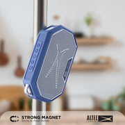Altec Lansing HydraMini 2.0 Portable Bluetooth Speaker, IP67 Waterproof, Dustproof, Shockproof, Floating, 12-Hour Playtime, USB-C Quick Charge, Magnetic Base, Carabiner Clip, Blue White