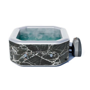 Avenli Oslo Inflatable Hot Tub Spa, 4-Person, Black Marble Octagon, Rapid Heating to 104F, 70 Water Jets, 201 Gal Capacity, Digital Control Panel, Reinforced Cover