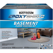 Rust-Oleum EpoxyShield Basement Floor Coating Kit, Durable Two-Part Epoxy, Gray Satin, 1 Gallon, 391282