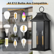 Lawyettle Dusk to Dawn Outdoor Wall Light, 20.6 in Large 2-Light Black Waterproof Wall Sconce with Glass, Modern Exterior Wall Lantern for Porch, Garage, Patio MX7008