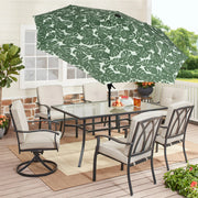 Mainstays MS5608811816001 9' Monstera Palm Crank Lift and 3 Position Tilt Patio Umbrella Multi