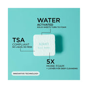 Discover Night Face Wash Sheets, Mess Free, Instantly Dissolves, Natural Ingredients, Aquamarine Green, 25 Pack