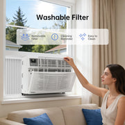 PhiloDeco 18000 BTU Window Air Conditioner, 1000 sq ft Coverage, LED Display, Remote Control, Dehumidifier, Fan, Quiet Operation, Energy Efficient, 24-Hour Timer, White