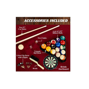 Barrington BL090Y19014 Billiards Ball and Claw Leg Pool Table With Cue Rack And Dartboard, Burgundy