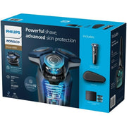 Philips Norelco Shaver 6000 Series 6900 SenselQ Wet & Dry Electric Shaver with SkinProtect Blades and Quick Clean Pod, Black and Gray, S9000/89