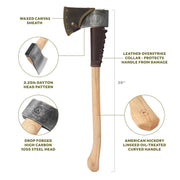 Swiss Tech 28-Inch Drop Forged Steel Camping Axe with American Hickory Handle, Brown, 89209