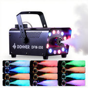 Donner Fog Machine, 600W, 3000 CFM Output, 13 Colors, 12 RGB LED Lights, Remote Controlled, DFM-550