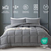 KINMEROOM Queen Size 3-Piece Down Alternative Comforter Set, Dark Gray, Ultra Soft Hypoallergenic Polyester, All-Season Bedding, DAC-S3-Davy-Q
