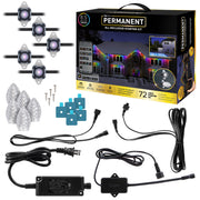 AppLights Permanent Starter Kit Christmas Light String with 72 LEDs, 100 Feet, Multicolor, Black Wire, App-Controlled, Detachable Bulb Covers, Outdoor