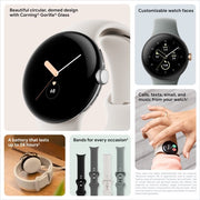 Google GA03182-US Pixel Watch Stainless Steel Smartwatch 41mm with Active Band Wifi/BT - Silver/Chalk