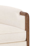 My Texas House Campbell Wood Accent Chair, Cream Polyester Fabric, Solid Wood Frame, Peg-Style Legs