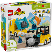 LEGO DUPLO Town 3 in 1 Construction Vehicles Building Toy for Toddlers, 22 Pieces, Multicolor, 6581005