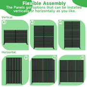 MTART Metal Outdoor Privacy Screen, 72 in H x 47.2 in W, Rustproof Powder-Coated Steel, Extra Wide Freestanding Louvered Fence Panel with Stand for Patio Balcony or AC Unit Concealment