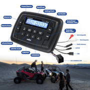 Velex Marine Powersport Stereo Radio, AM FM Tuner, Bluetooth Streaming, 4 x 45W Output, Waterproof IPx6