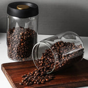 Beslands Vacuum Coffee Canister, 1200ml Airtight Glass Storage Container for Coffee Beans, Spices, Nuts, Black, 0516