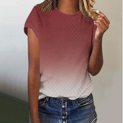 Cagogo Women's Short Sleeve Shirt Cotton Linen Eyelet Blouses Crewneck Summer Tops