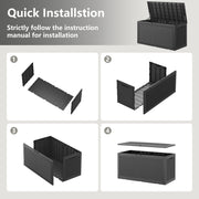 Bifanuo TT026-GR  100 Gallon Lockable Resin Deck Box, Weather-Resistant Outdoor Storage Container, Black Wicker Texture, Supports 330 lb Seating
