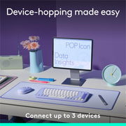 Logitech POP Icon Keys Wireless Bluetooth Keyboard, Lilac and Off-White, Multi-Device Easy-Switch, Programmable Action Keys, Compact Design